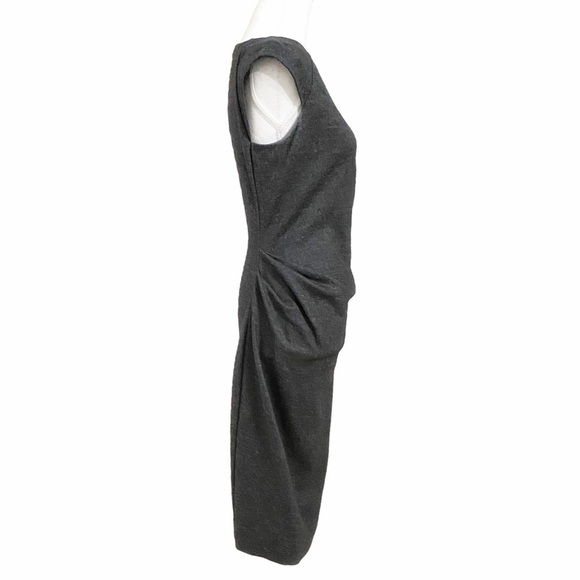 DIANE VON FURSTENBERG DARK GREY GABI FELTED JERSEY BOAT NECK SLEEVELESS DRESS - Picture 3 of 13